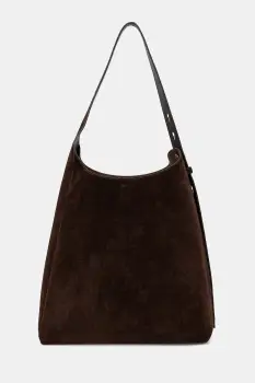 Tory Burch geanta de mana din piele intoarsa Romy Suede Hobo Bag culoarea maro, 175320.201 imagine