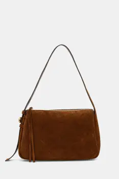 Tory Burch geanta de mana din piele intoarsa Romy Suede Shoulder culoarea maro, 177365.200 imagine