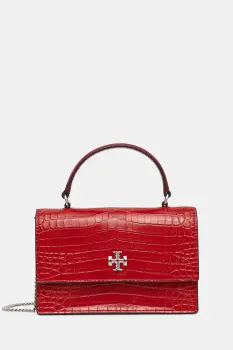 Tory Burch geanta de piele Kira Croc Mini Top culoarea rosu, 174400.600 imagine