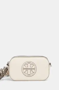 Tory Burch geanta de piele Miller Mini Crossbody culoarea bej, 171955-104 imagine