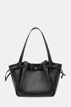 Tory Burch geanta de piele Romy Pebbled Tote culoarea negru, 163388-001 imagine