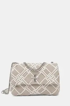 Tory Burch geanta Kira Woven Canvas Small culoarea bej, 151267-250 imagine