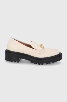 Tory Burch Mocasini de piele femei, culoarea crem, cu platforma imagine