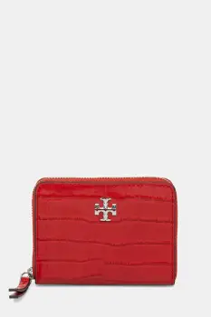Tory Burch portofel de piele Kira Croc Small Zip culoarea rosu, 174401.600 imagine