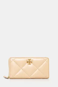 Tory Burch portofel de piele Kira Diamond Quilt culoarea bej, 154989-700 imagine