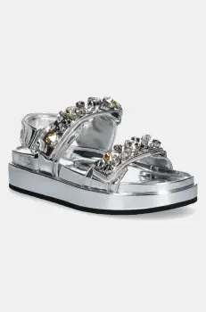 Tory Burch sandale Kira Embellished Sport Sandal femei, culoarea argintiu, cu platforma, 164798-020 imagine