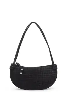 Tous geanta de mana din piele intoarsa Hombro Halfmoon culoarea negru, 2002359051 imagine