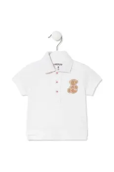 Tous tricouri polo din bumbac pentru copii culoarea alb, neted imagine