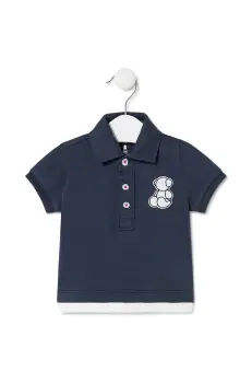 Tous tricouri polo din bumbac pentru copii culoarea verde, neted imagine