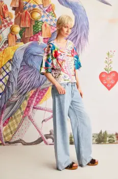 tricou din bumbac culoarea bej imagine