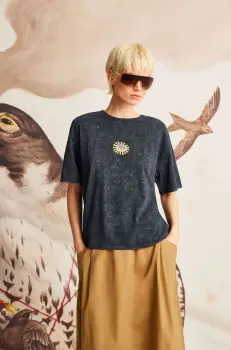 tricou din bumbac culoarea gri, cu turtleneck imagine