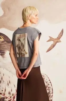 tricou din bumbac culoarea gri imagine