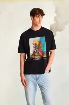 tricou din bumbac culoarea negru, cu imprimeu imagine