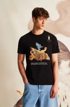 tricou din bumbac culoarea negru, cu imprimeu imagine