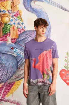 tricou din bumbac culoarea violet, cu imprimeu imagine