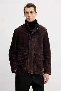 Trussardi geaca din piele intoarsa culoarea maro, de tranzitie, R303M000006N imagine