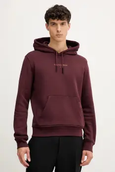 Trussardi hanorac de bumbac culoarea bordo, cu gluga, cu imprimeu, G8108000056N imagine