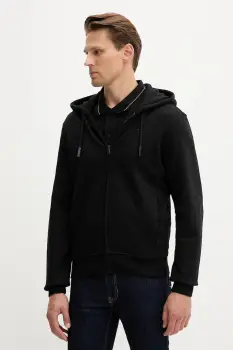 Trussardi hanorac de bumbac culoarea negru, cu gluga, uni, G8068000028N imagine