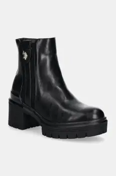 U.S. Polo Assn. botine HALEY femei, culoarea negru, cu toc drept, HALEY008W/DY1 imagine