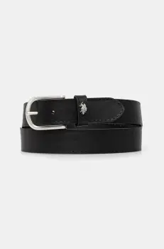 U.S. Polo Assn. curea de piele Dallas barbati, culoarea negru, WEUDX2641MHA imagine