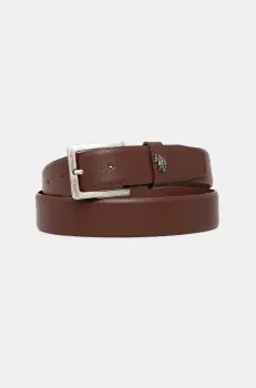 U.S. Polo Assn. curea de piele Michigan barbati, culoarea maro, WIUQH2570MHA imagine