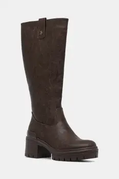 U.S. Polo Assn. ghete de piele HALEY011 culoarea maro, cu toc drept, HALEY011W/EY1 imagine