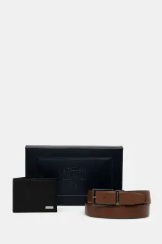 U.S. Polo Assn. portofel si curea din piele Lawrence culoarea negru, WIU6L2681MHA imagine