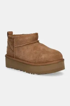 UGG cizme de zapada din piele intoarsa CLASSIC ULTRA MINI PLATFORM imagine