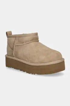 UGG cizme de zapada din piele intoarsa CLASSIC ULTRA MINI PLATFORM imagine