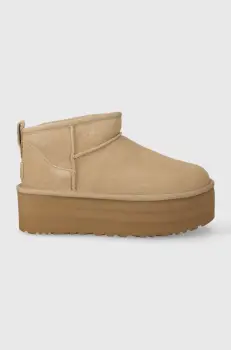 UGG cizme de zapada din piele intoarsa Classic Ultra Mini Platform imagine