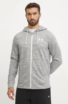 Under Armour bluza barbati, culoarea alb, cu gluga, neted imagine