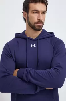Under Armour bluza barbati, culoarea albastru marin, cu gluga, neted imagine