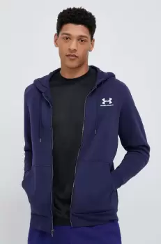 Under Armour bluza barbati, culoarea albastru marin, cu gluga, neted imagine