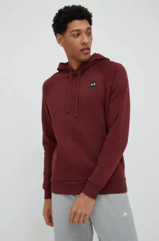 Under Armour bluza barbati, culoarea bordo, cu gluga, neted imagine