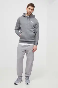 Under Armour bluza barbati, culoarea gri, cu gluga, cu imprimeu imagine