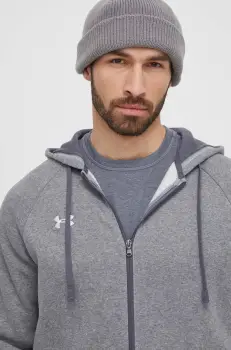 Under Armour bluza barbati, culoarea gri, cu gluga, neted imagine