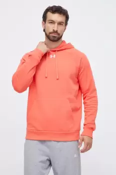 Under Armour bluza barbati, culoarea portocaliu, cu gluga, neted imagine