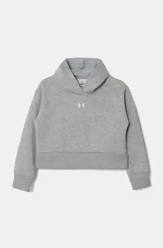 Under Armour bluza copii UA Rival Fleece Crop culoarea gri, cu gluga, melanj imagine