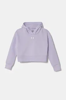 Under Armour bluza copii UA Rival Fleece Crop culoarea violet, cu gluga, melanj imagine