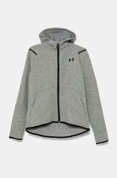 Under Armour bluza copii Unstoppable Flc FZ culoarea gri, cu gluga, melanj, 1386687 imagine