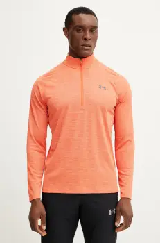 Under Armour bluza de trening Tech Textured culoarea portocaliu, cu imprimeu, 1382797 imagine