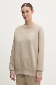 Under Armour bluza femei, culoarea bej, cu imprimeu imagine