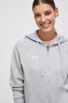 Under Armour bluza femei, culoarea gri, cu gluga, melanj imagine