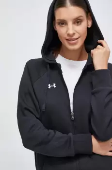 Under Armour bluza femei, culoarea negru, cu gluga, melanj imagine