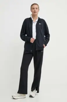 Under Armour bluza femei, culoarea negru, cu gluga, neted imagine