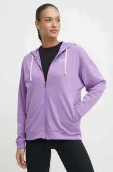Under Armour bluza femei, culoarea violet, cu gluga, neted imagine