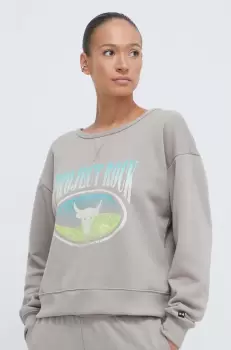 Under Armour bluza Project Rock femei, culoarea bej, cu imprimeu imagine