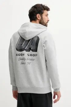 Under Armour bluza Rival culoarea gri, cu gluga, cu imprimeu, 6003955 imagine