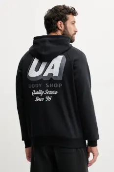 Under Armour bluza Rival culoarea negru, cu gluga, cu imprimeu, 6003955 imagine