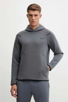 Under Armour bluza Unstoppable Fleece culoarea bej, cu gluga, cu imprimeu, 1389350 imagine